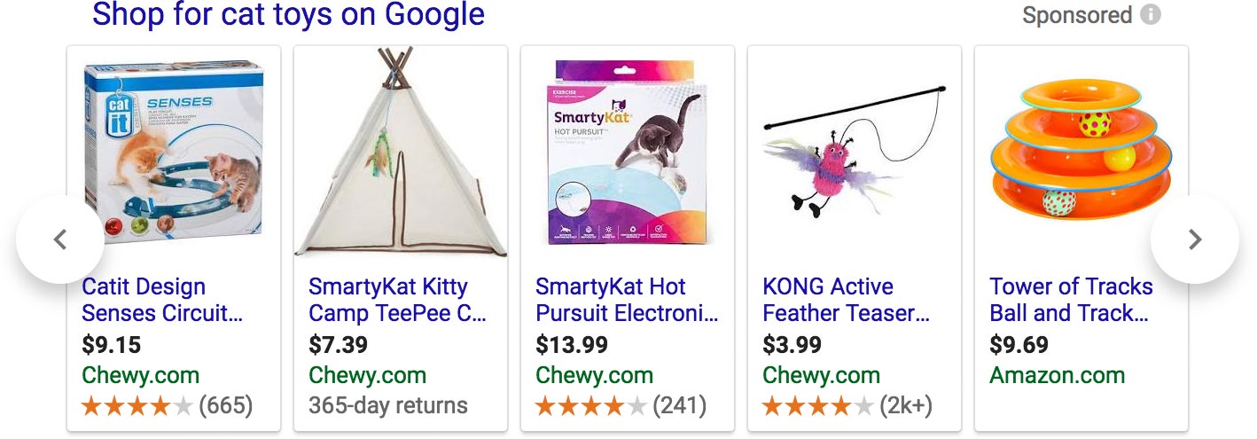 Google Shopping Cat Toys